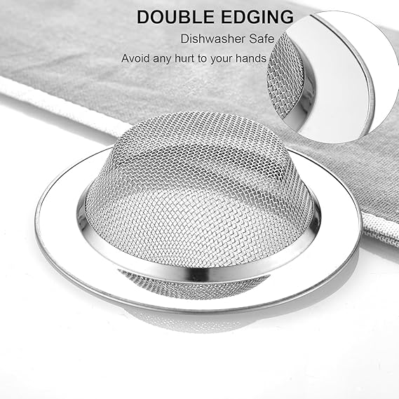 2 PCS Stainless Steel Kitchen Sink Strainer, Wide Rim, 4.5” Diameter, Anti-Clogging