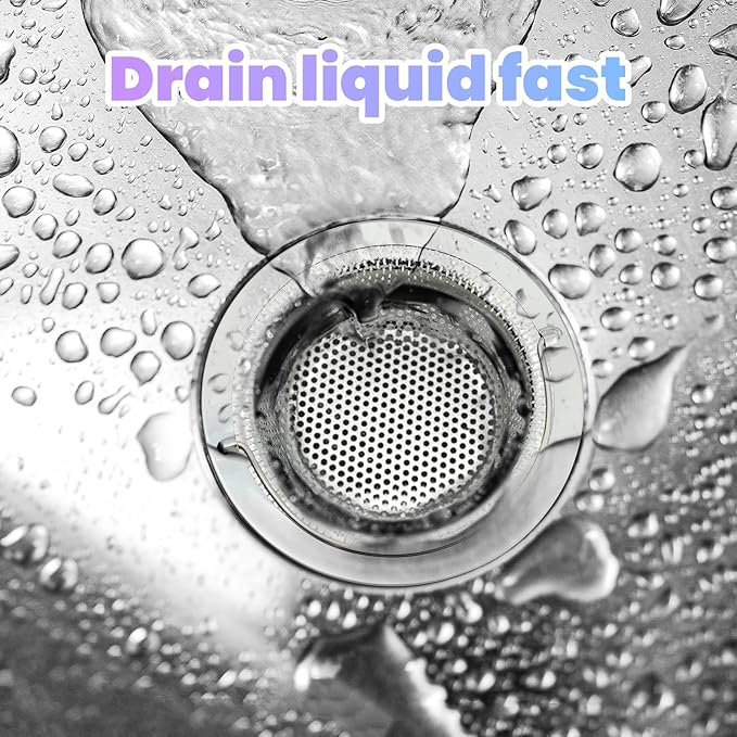 2 Pack Kitchen Sink Drain Strainer with Handle, Stainless Steel Food Catcher, 4.5 Inch, Rust-Free