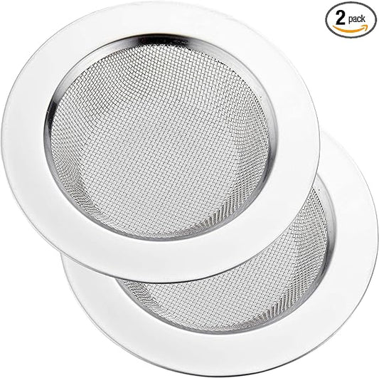 2 PCS Stainless Steel Kitchen Sink Strainer, Wide Rim, 4.5” Diameter, Anti-Clogging