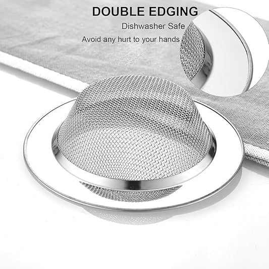 2 PCS Stainless Steel Kitchen Sink Strainer, Wide Rim, 4.5” Diameter, Anti-Clogging